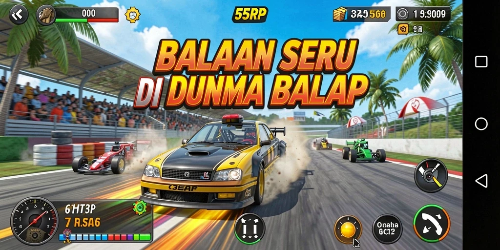Tampilan menarik dari gameplay Racing di 55RP yang mendebarkan.