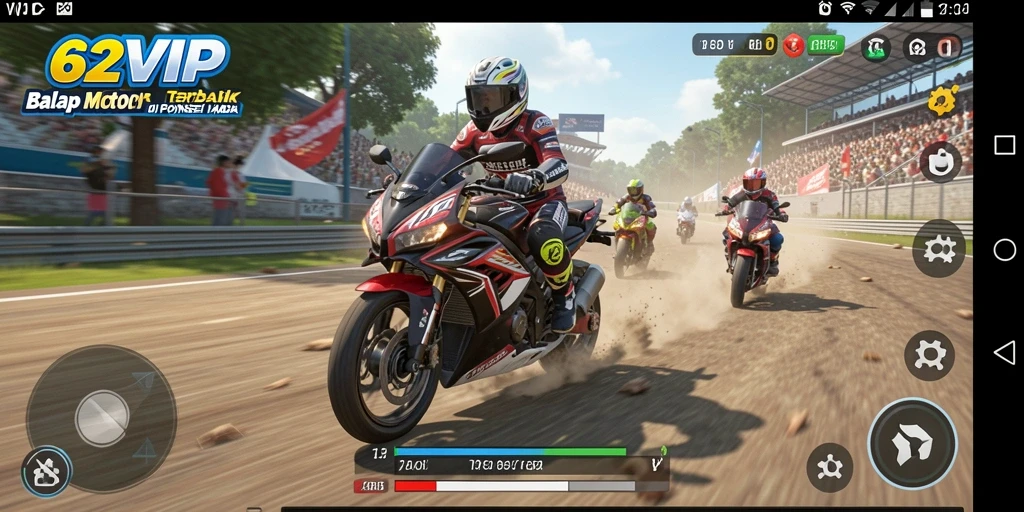 Gameplay seru balap motor di 62VIP yang menegangkan.