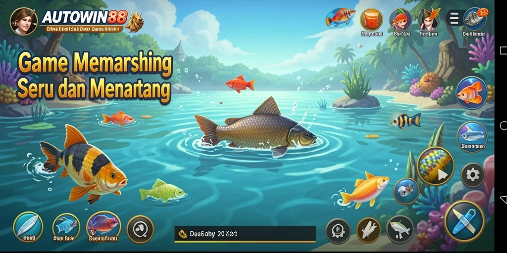 Tampilan gameplay seru saat memancing ikan di AUTOWIN88.
