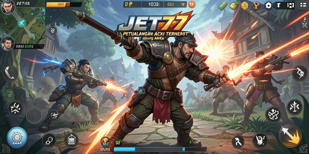 Tangkapan layar JET77 menampilkan aksi pertarungan yang mendebarkan dalam permainan ARPG.