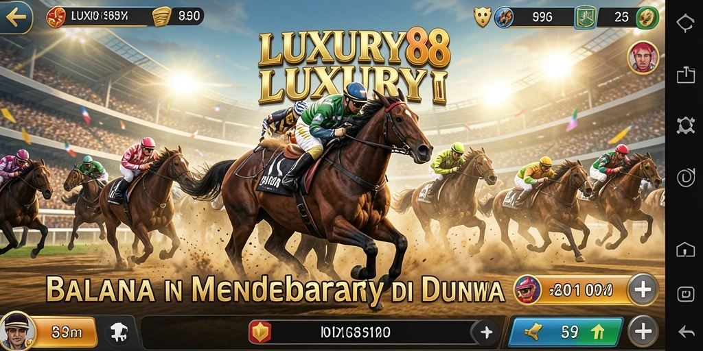 Screenshot gameplay LUXURY88 menunjukkan aksi balapan yang mendebarkan.