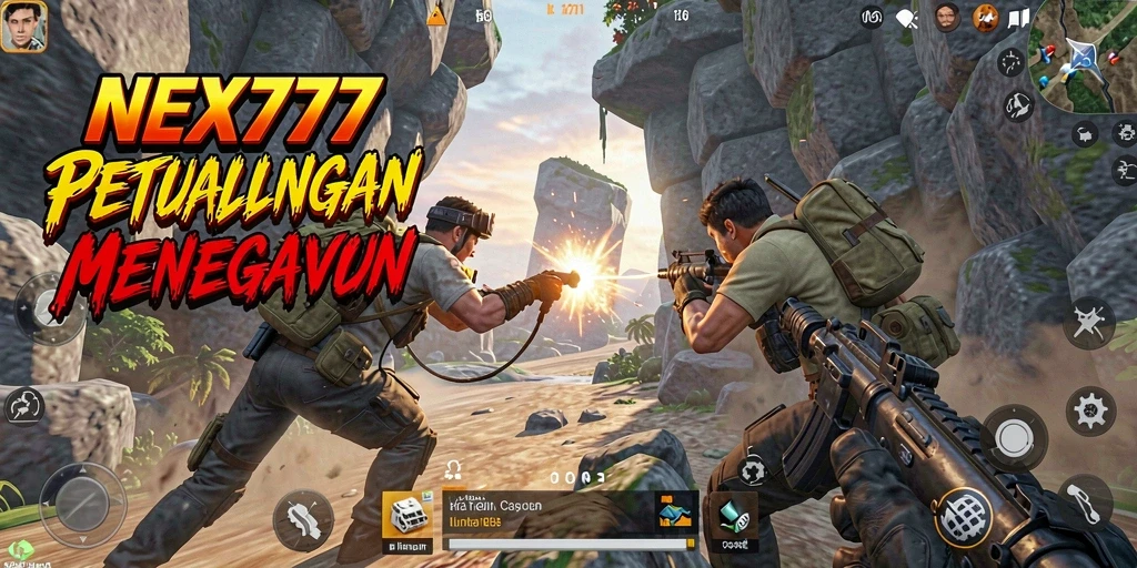 Screenshot gameplay NEX777 menampilkan aksi mendebarkan di arena pertempuran.
