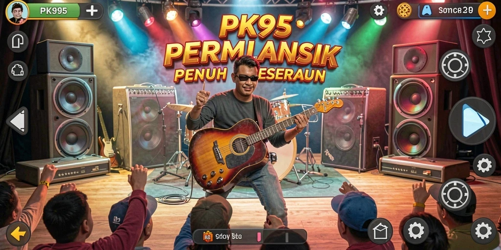 Gameplay PK95 yang seru dengan berbagai lagu musik.