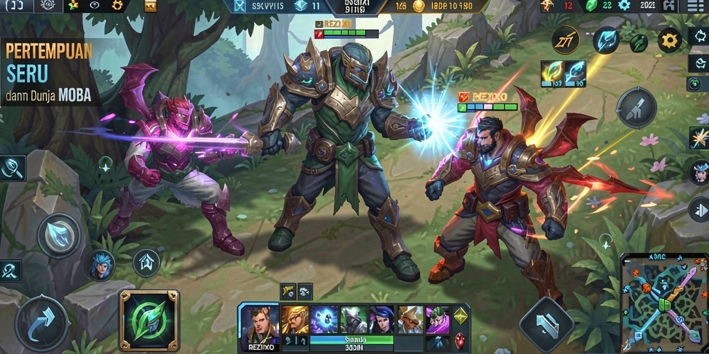 Tampilan gameplay seru dari pertempuran di REZIXO.