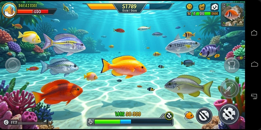 Tampilan gameplay ST789 dengan aksi tembak ikan yang seru.