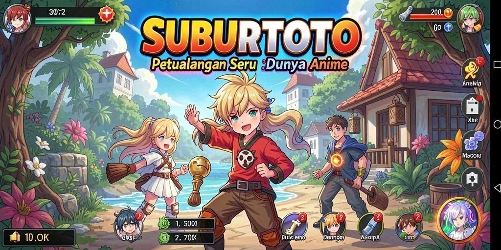 Screenshot gameplay SUBURTOTO menunjukkan aksi seru dalam dunia anime.