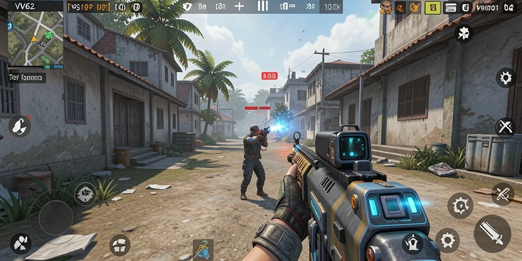 Gameplay seru dalam VV62 dengan aksi pertempuran intens.